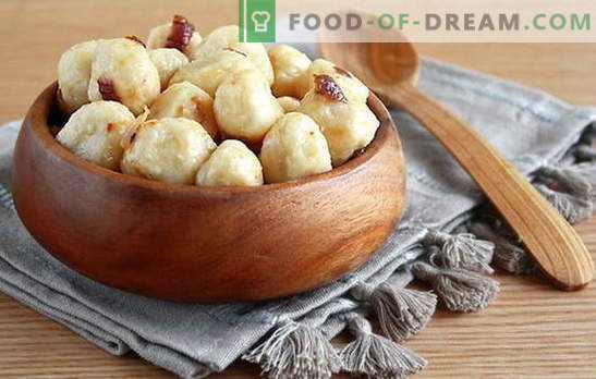 Luie knoedels met aardappelen: basisingrediënten, kookprincipes. Recepten heerlijke luie dumplings met aardappelen