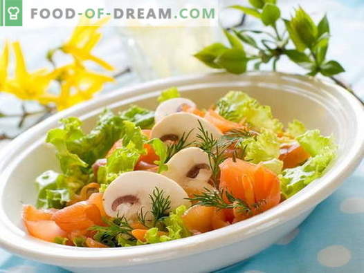 Salade met rode vis - bewezen recepten. Hoe een salade te bereiden met rode vis.