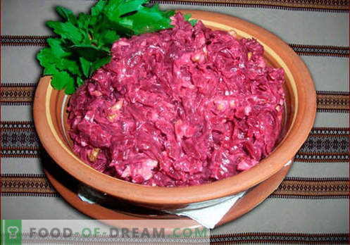 Bietensalade met pruimen - de beste recepten. Hoe goed en smakelijk om bietensalade met gedroogde pruimen te koken.