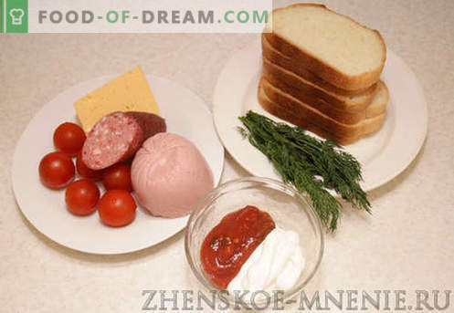 Hot sandwiches - een recept met foto's en stap voor stap beschrijving.