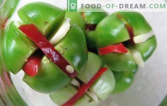 Groene tomaten met knoflook - u kunt het heerlijk maken! Groene tomaten op verschillende manieren met knoflook oogsten