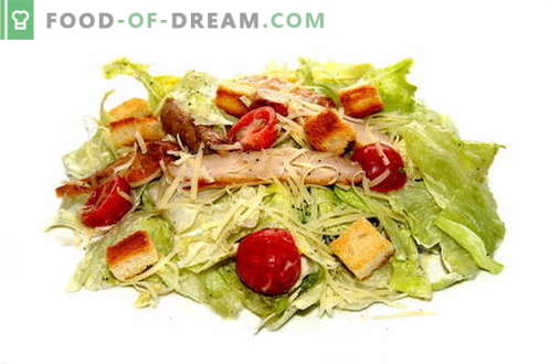 Caesarsalade - de juiste recepten en ingrediënten. Hoe saus (dressing) te koken voor de salade 