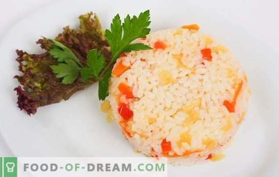 Rijst met wortelen en uien is een handig bijgerecht. Recepten van rijst met wortelen en uien in de oven, multikoker of op het fornuis