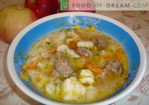 Bolsoep - de beste recepten. Hoe goed en smakelijk koken soep met dumplings.