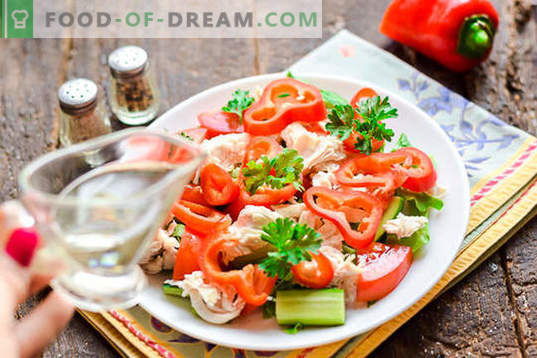 Dietary salad with chicken breast without mayonnaise