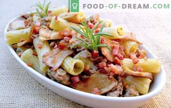 Pasta met varkensvlees in al zijn glorie! Recepten voor gebakken en gefrituurde pasta en pasta met varkensvlees