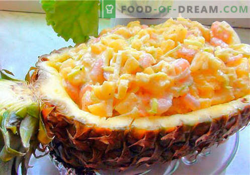 Krabsalade met ananas - de beste recepten. Hoe goed en smakelijk koken krab salade met ananas.