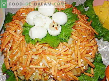 Salade van korhoen - de beste recepten. Hoe een salade nest goed en lekker bereiden.