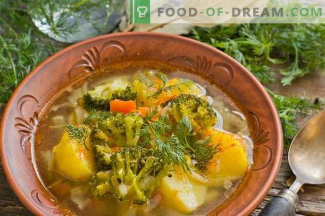Heerlijke magere soep met aardappelen en broccoli