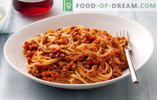 Spaghetti met gehakt en spaghetti met gehakt en tomatenpuree - favoriet! De beste recepten voor spaghetti met gehakt: het is onmogelijk om