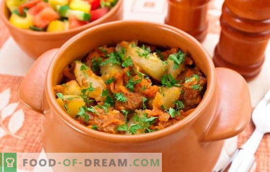 Gebraden in potten met vlees en aardappelen - is dit de eerste of de tweede? Recepten zelfgemaakte gebraden met vlees en aardappelen voor een stevige lunch