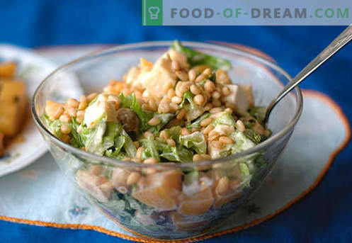 Salade met pijnboompitten - de beste recepten. Hoe goed en smakelijk een salade bereiden met pijnboompitten.