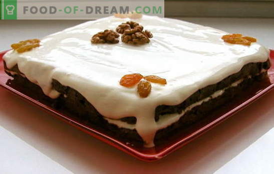 Cake met rozijnen en noten: dit is heel eenvoudig! De basisgeheimen van biscuitgebak voor een cake met rozijnen, noten en maanzaad